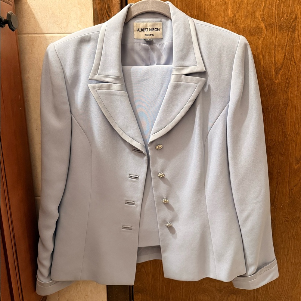 Albert Nipon Women's Soft Blue Skirt Suit